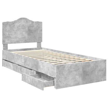 Struttura del letto con cassetto Grigio cemento 75 x 190 cm