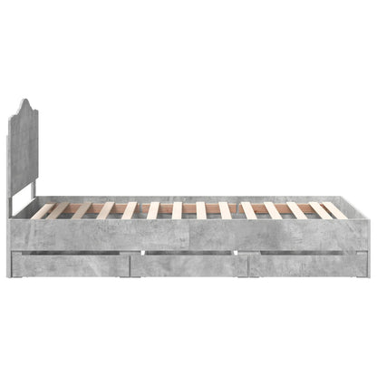 Struttura del letto con cassetto Grigio cemento 75 x 190 cm
