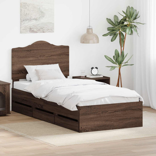 Struttura del letto con cassetto Quercia marrone 75 x 190 cm | homemem39