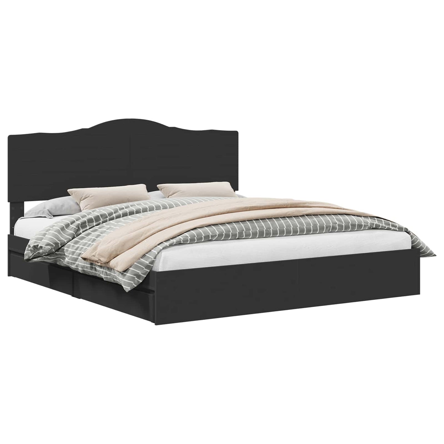 Letto con Contenitore Nero 200 x 200 cm Legno multistrato | homemem39