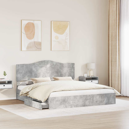 Letto con Contenitore con testiera Grigio cemento 200 x 200 cm | homemem39