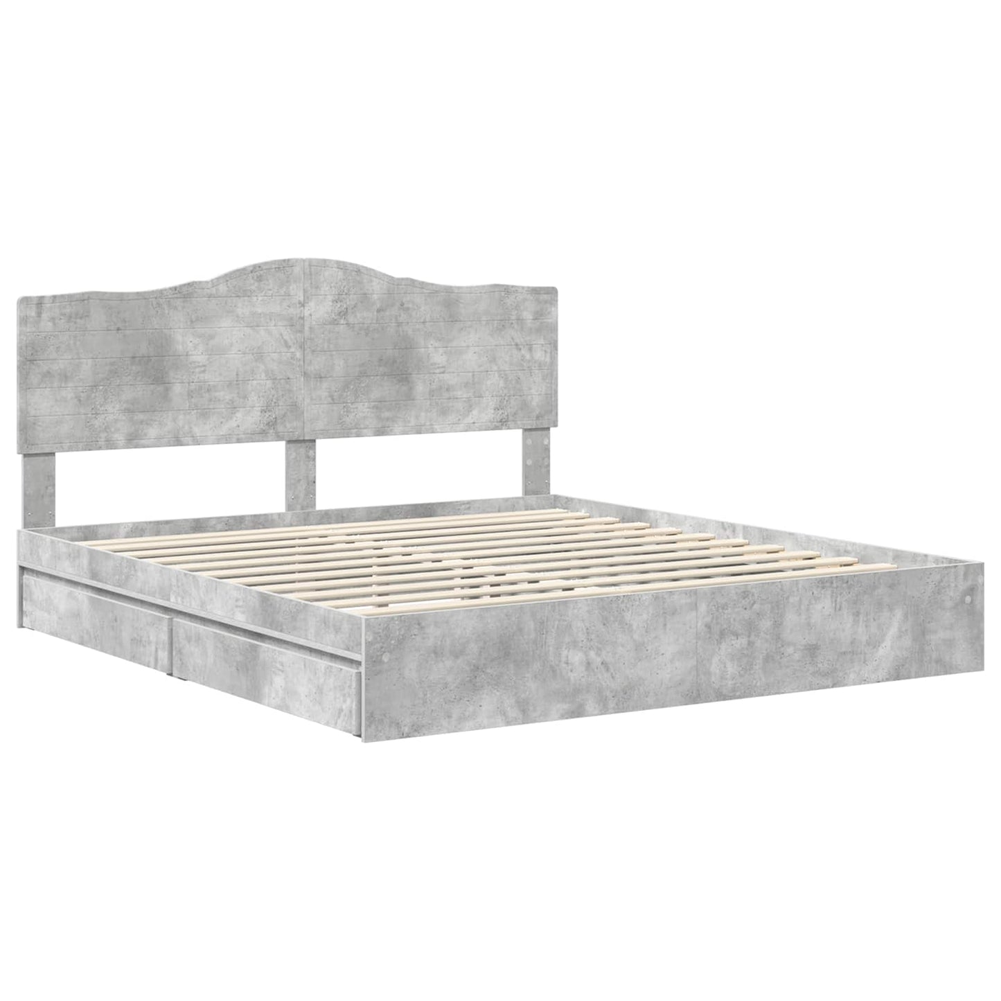 Letto con Contenitore con testiera Grigio cemento 200 x 200 cm | homemem39