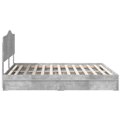 Letto con Contenitore con testiera Grigio cemento 200 x 200 cm | homemem39