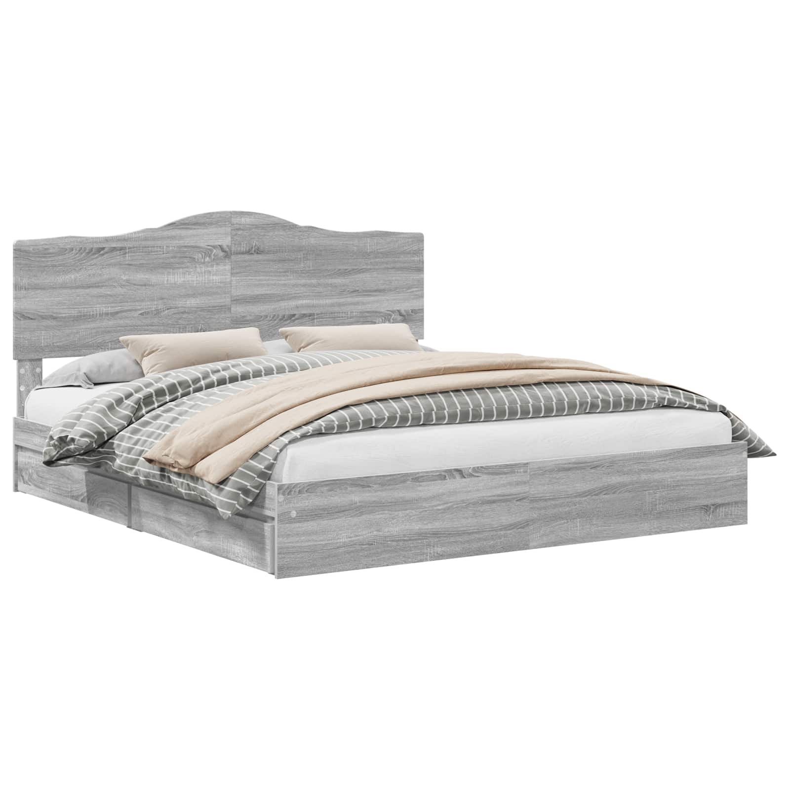 Letto con Contenitore con testiera Grigio Sonoma 200 x 200 cm | homemem39