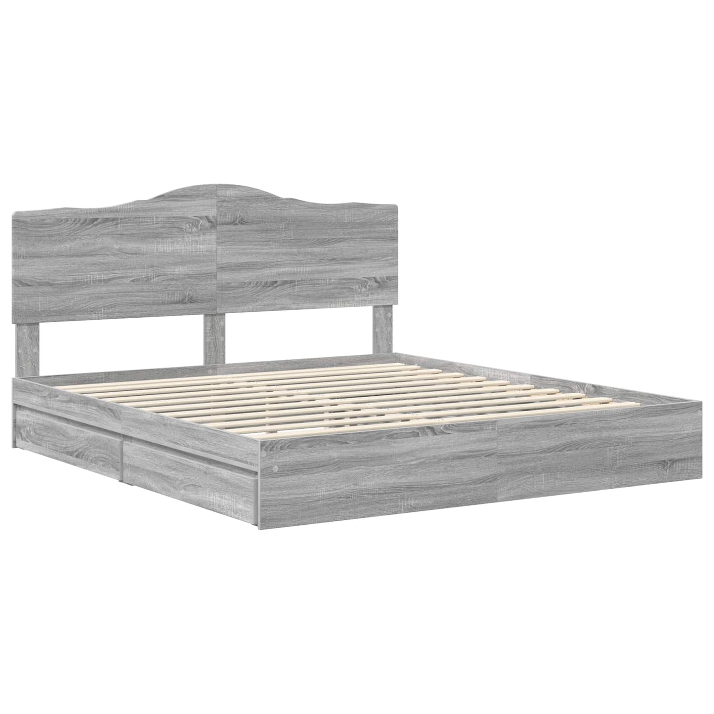 Letto con Contenitore con testiera Grigio Sonoma 200 x 200 cm | homemem39