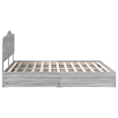 Letto con Contenitore con testiera Grigio Sonoma 200 x 200 cm | homemem39