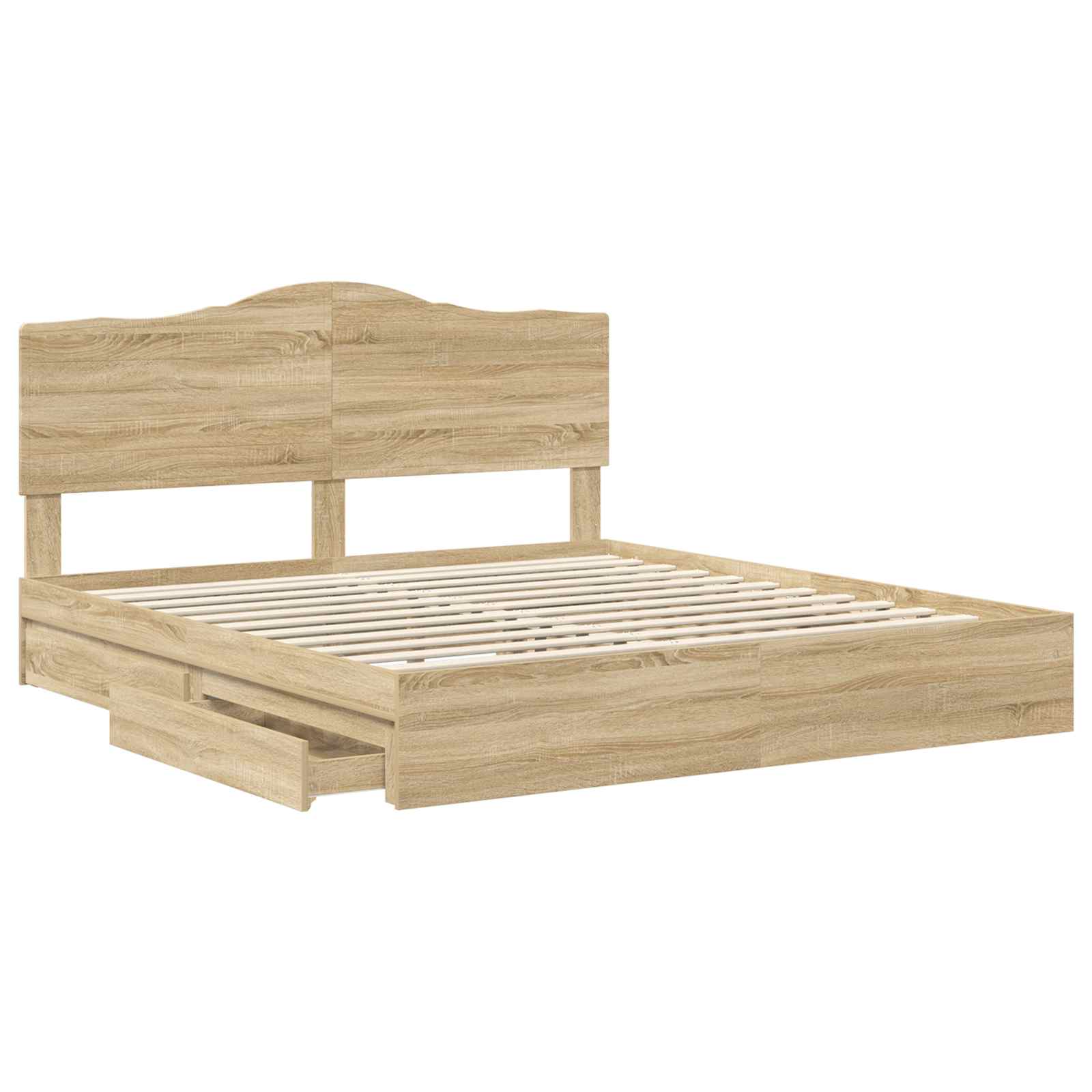Letto con Contenitore con testiera Rovere Sonoma 180 x 200 cm | homemem39