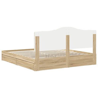 Letto con Contenitore con testiera Rovere Sonoma 180 x 200 cm | homemem39