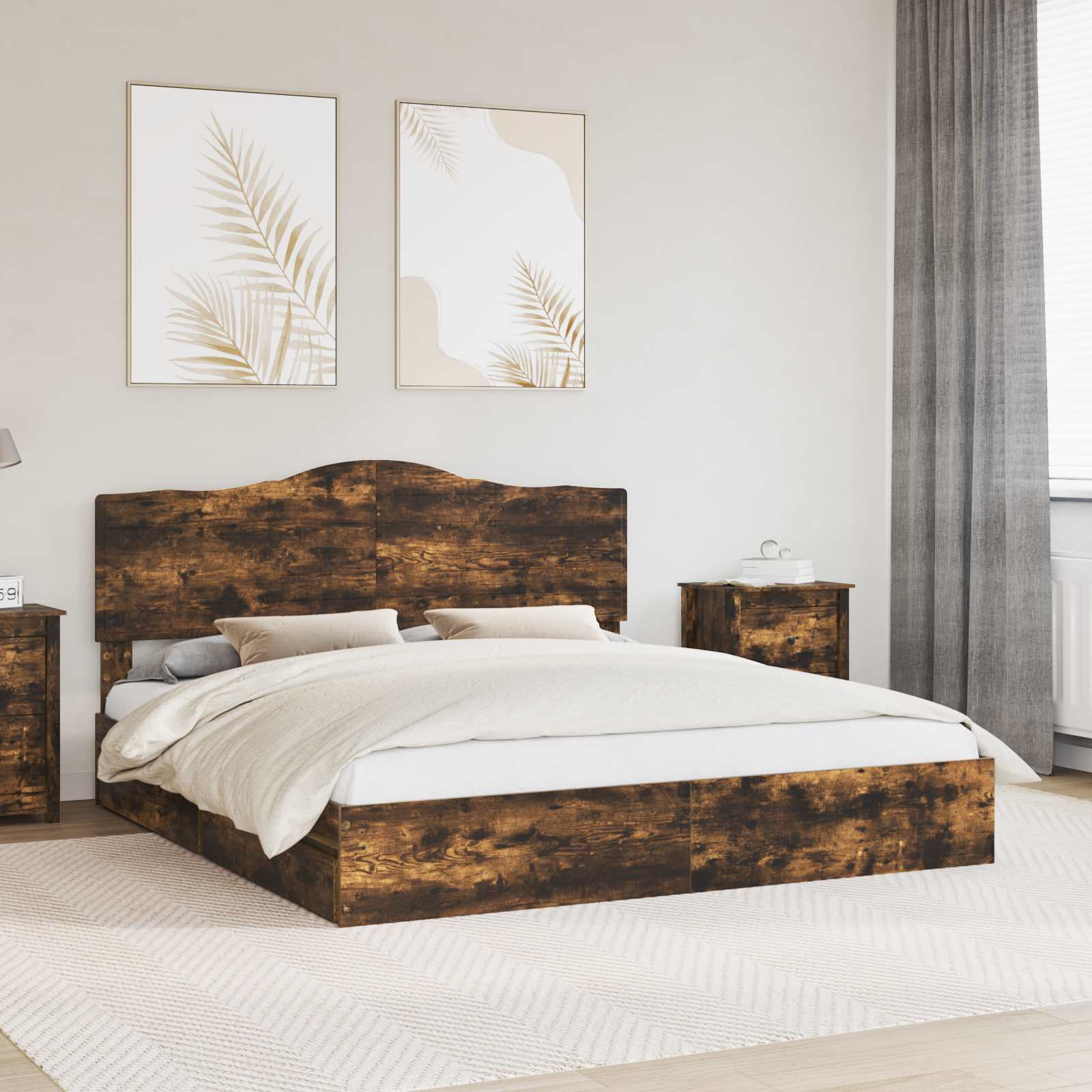 Letto con Contenitore con testiera Rovere fumé 180 x 200 cm | homemem39