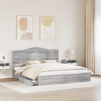 Letto con Contenitore con testiera Grigio Sonoma 180 x 200 cm | homemem39