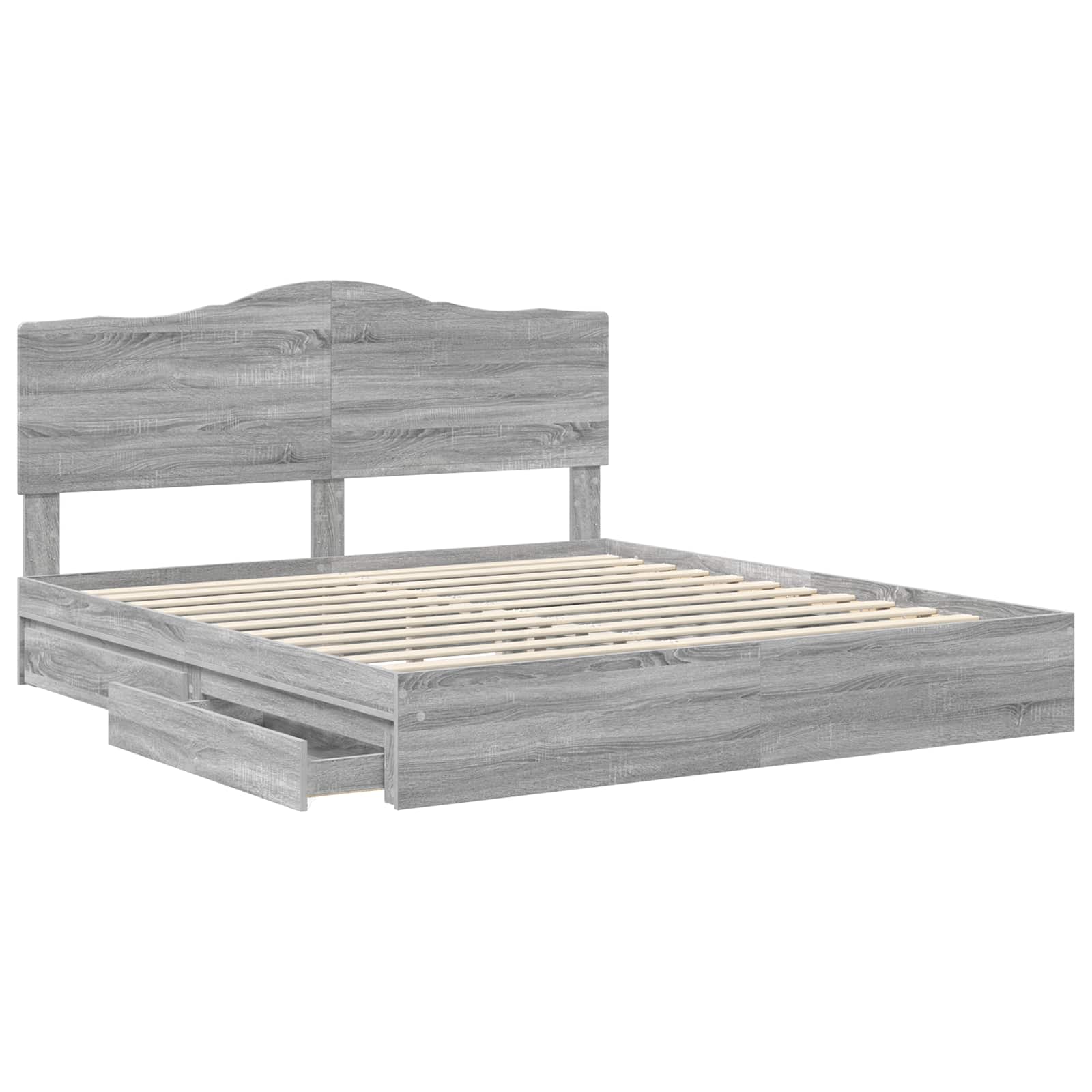 Letto con Contenitore con testiera Grigio Sonoma 180 x 200 cm | homemem39