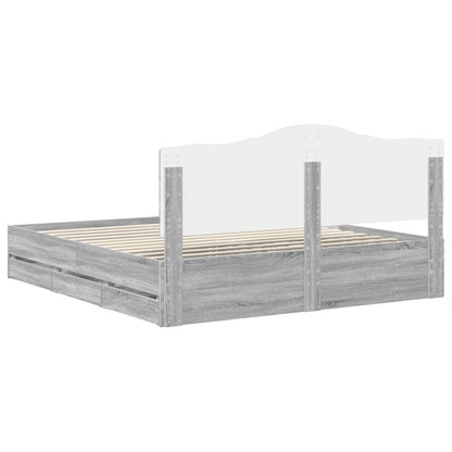 Letto con Contenitore con testiera Grigio Sonoma 180 x 200 cm | homemem39