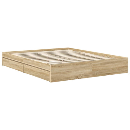 Letto con Contenitore con cassetto Rovere Sonoma 160 x 200 cm | homemem39