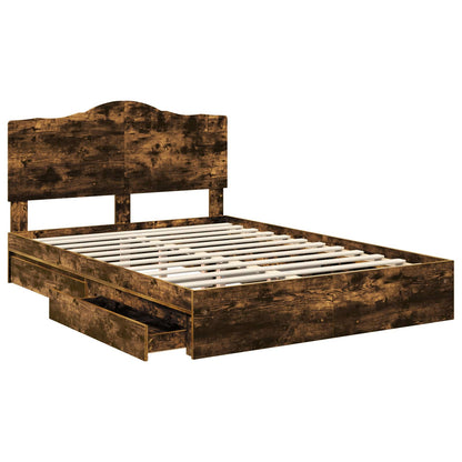 Letto con Contenitore con testiera Rovere fumé 160 x 200 cm | homemem39