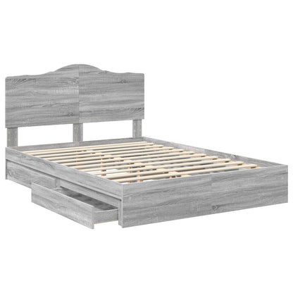 Letto con Contenitore con testiera Grigio Sonoma 160 x 200 cm | homemem39