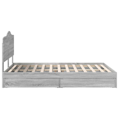 Letto con Contenitore con testiera Grigio Sonoma 160 x 200 cm | homemem39