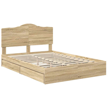 Letto con Contenitore con testiera Rovere Sonoma 150 x 200 cm | homemem39