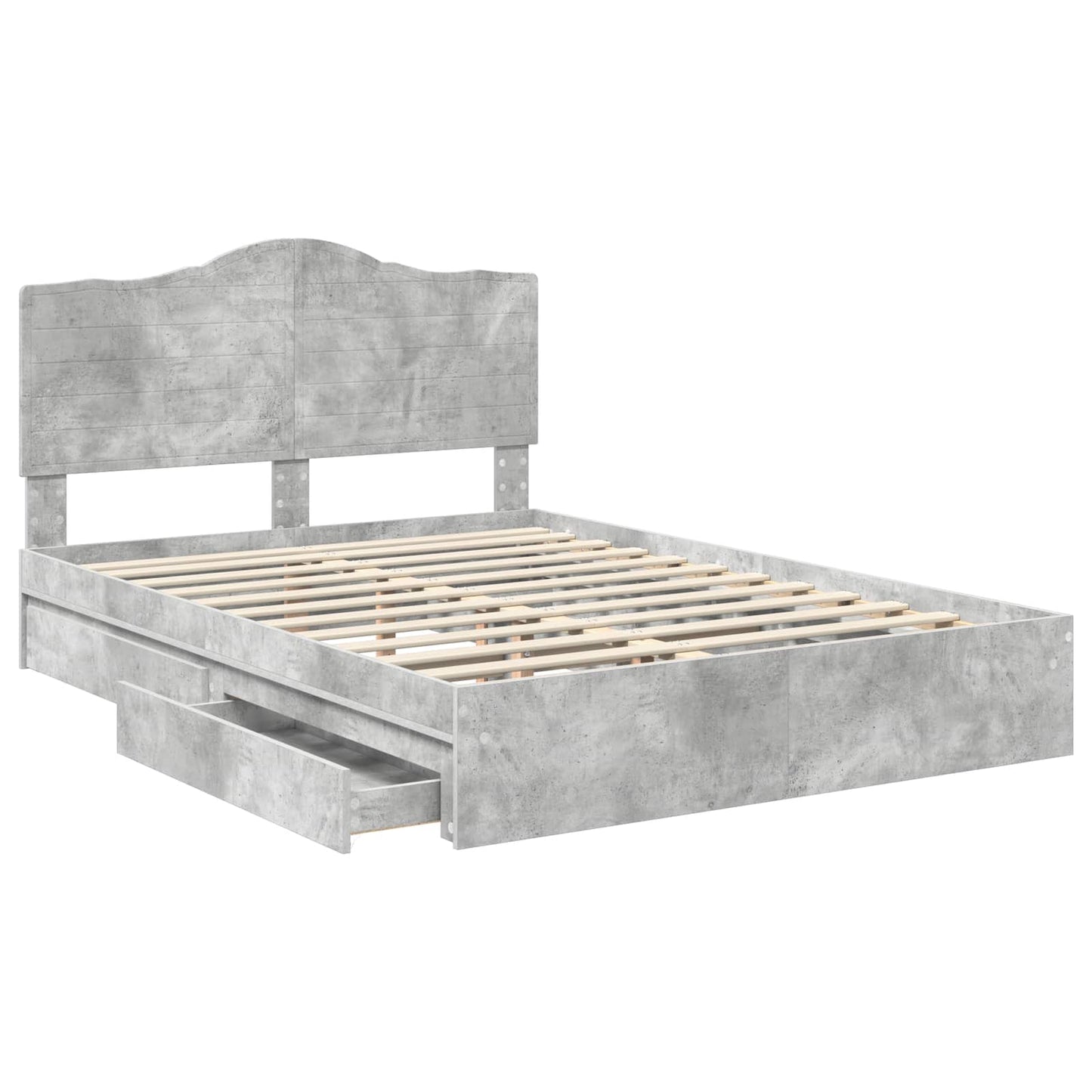 Letto con Contenitore con testiera Grigio cemento 150 x 200 cm | homemem39