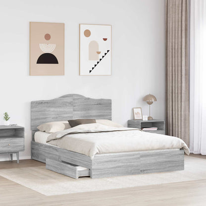 Letto con Contenitore con testiera Grigio Sonoma 150 x 200 cm | homemem39