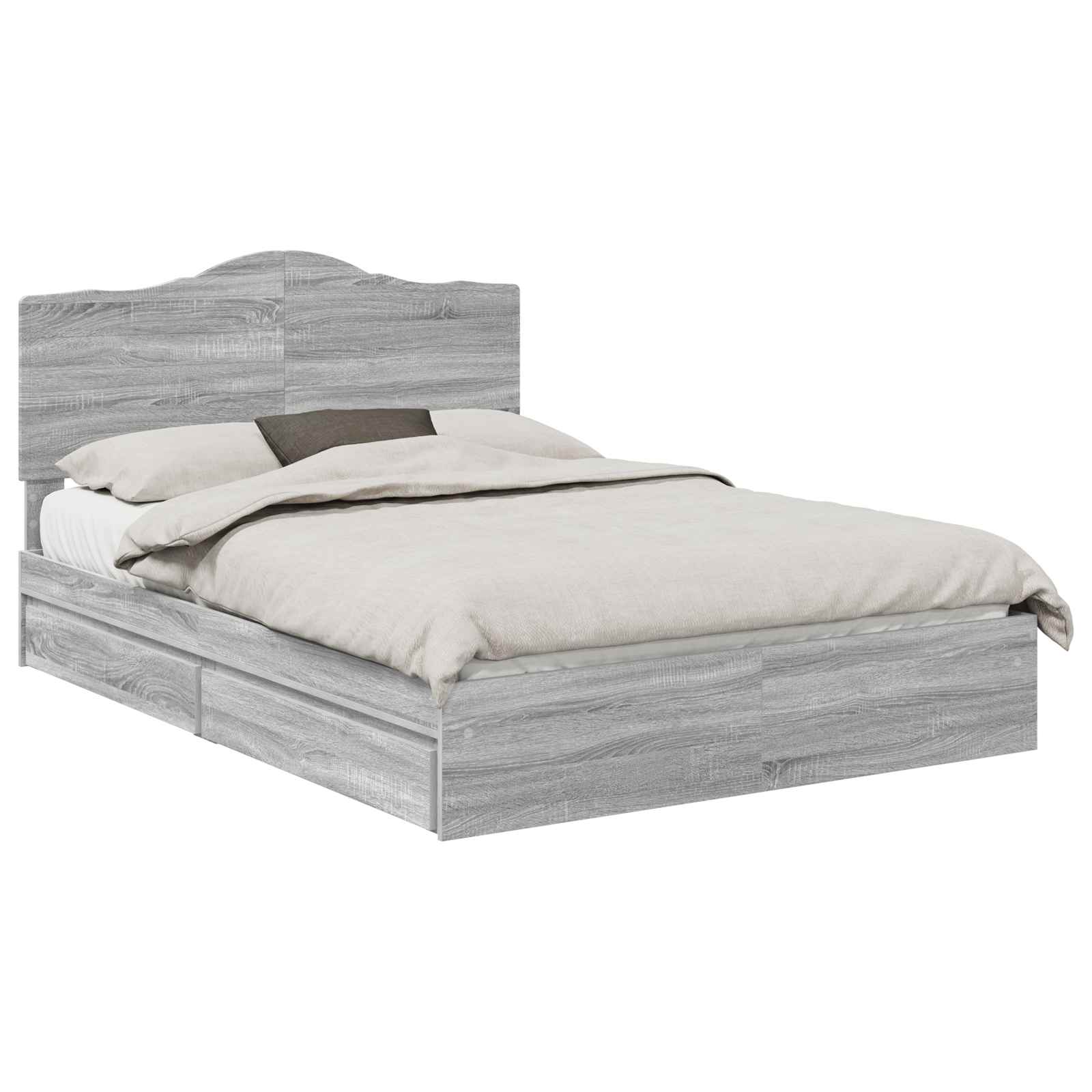 Letto con Contenitore con testiera Grigio Sonoma 150 x 200 cm | homemem39