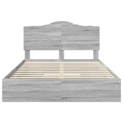 Letto con Contenitore con testiera Grigio Sonoma 150 x 200 cm | homemem39