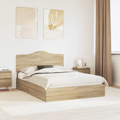 Letto con Contenitore con testiera Rovere Sonoma 140 x 200 cm | homemem39