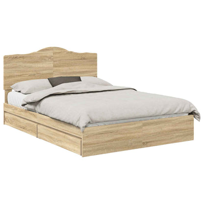 Letto con Contenitore con testiera Rovere Sonoma 140 x 200 cm | homemem39