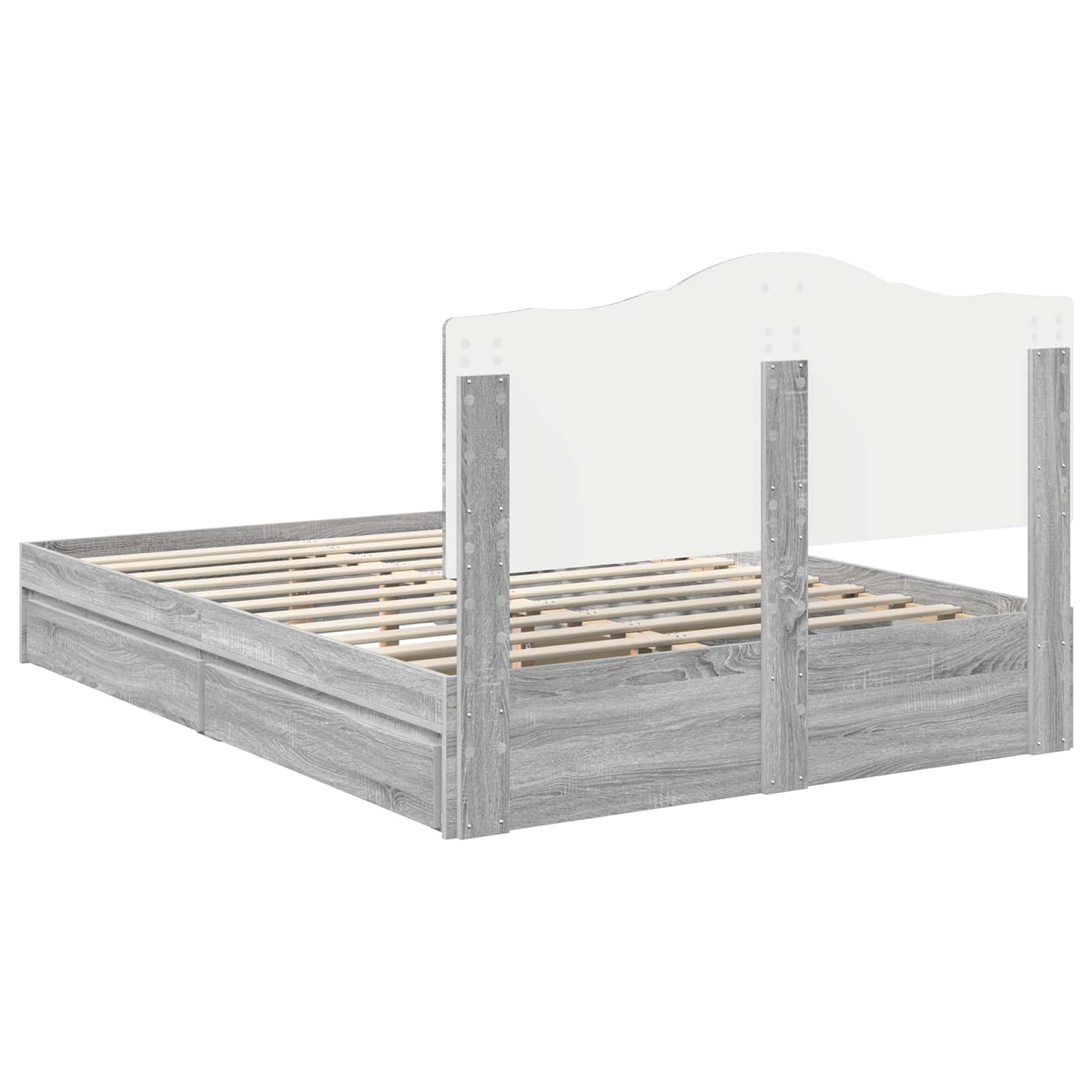 Letto con Contenitore con testiera Grigio Sonoma 140 x 200 cm | homemem39