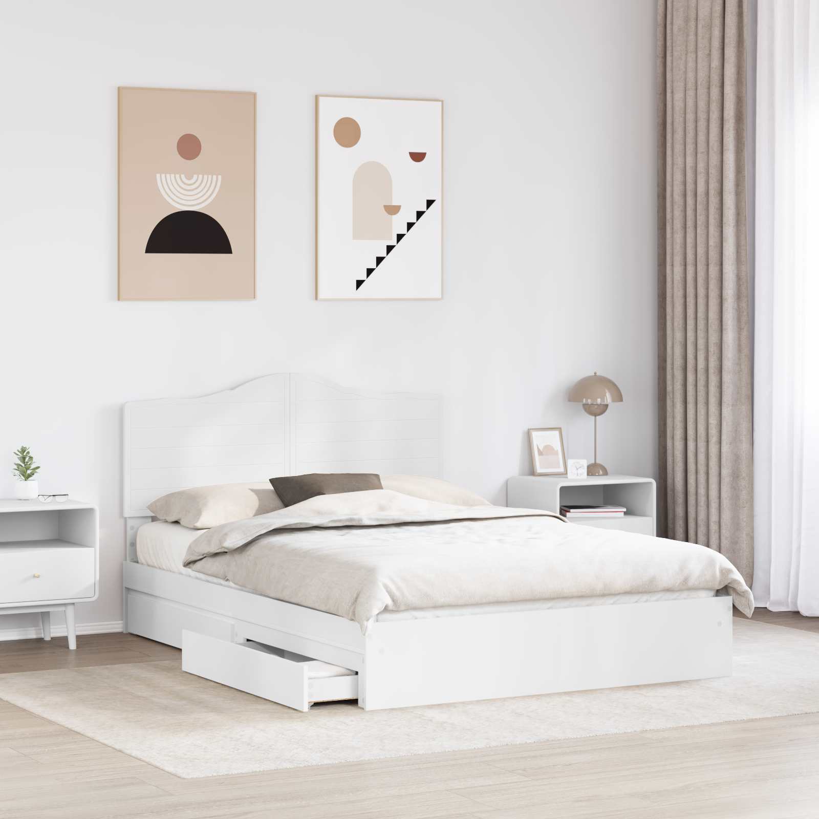 Letto con Contenitore Bianco 140 x 190 cm Legno multistrato | homemem39