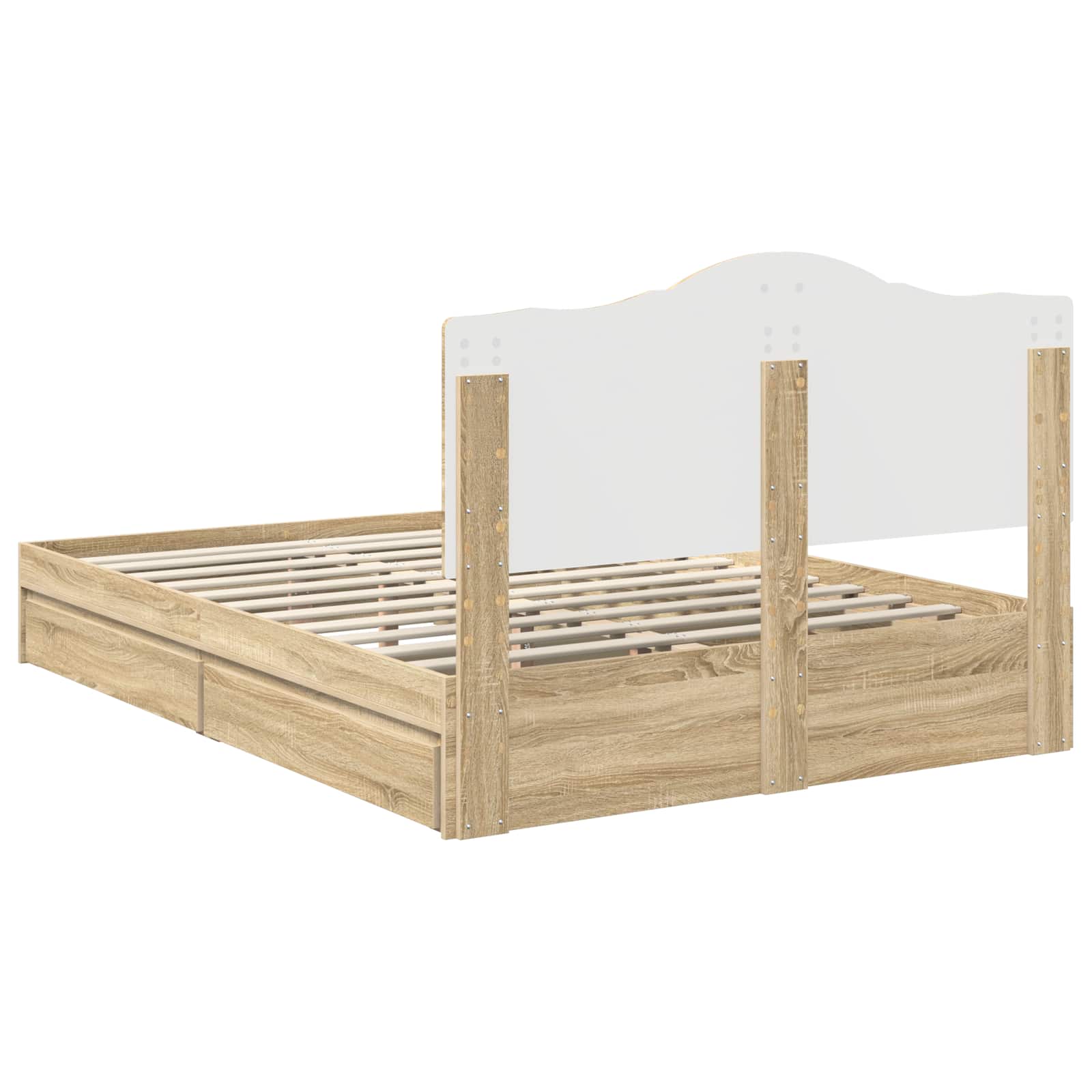 Letto con Contenitore con testiera Rovere Sonoma 140 x 190 cm | homemem39