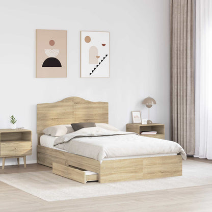 Letto con Contenitore con testiera Rovere Sonoma 135 x 190 cm | homemem39