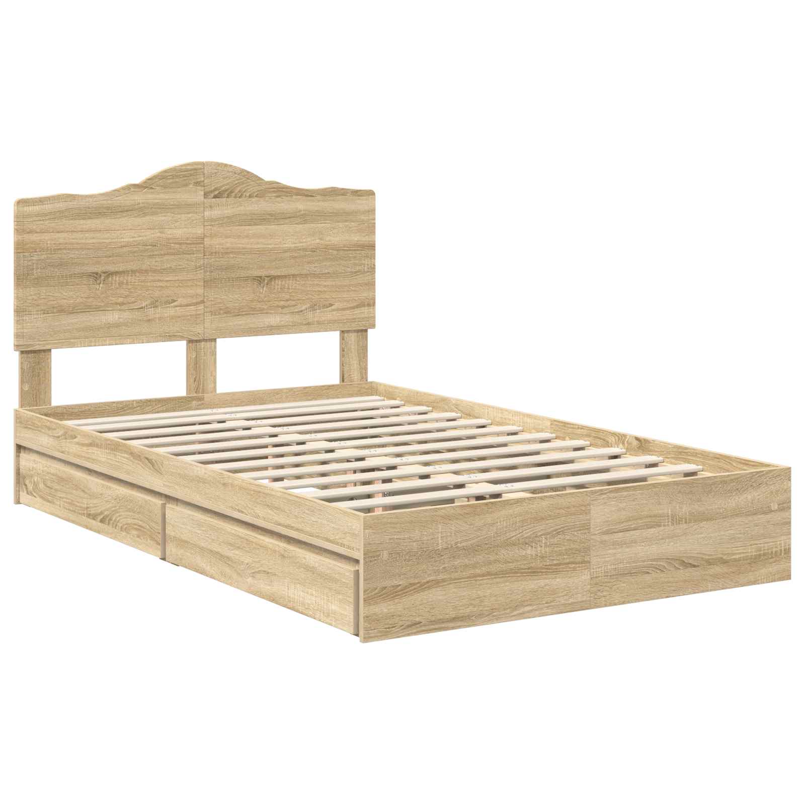 Letto con Contenitore con testiera Rovere Sonoma 135 x 190 cm | homemem39