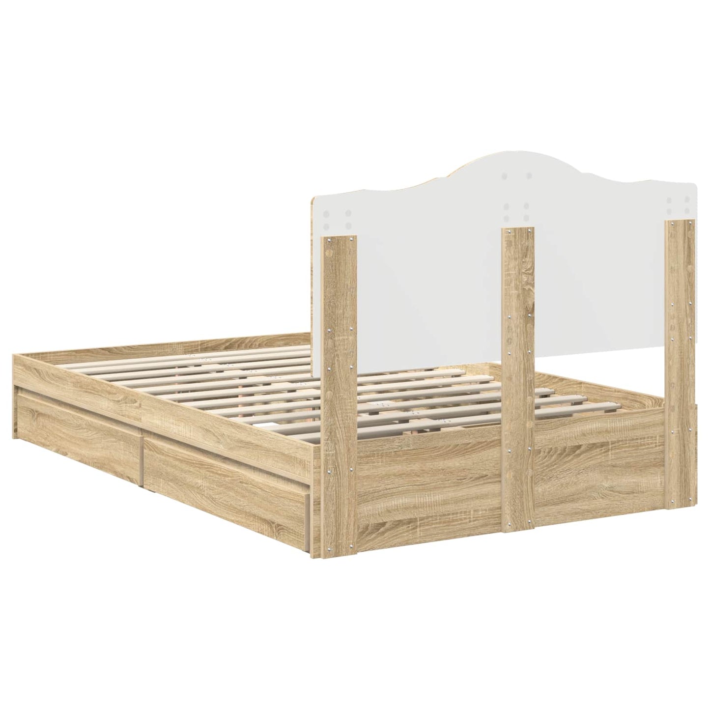 Letto con Contenitore con testiera Rovere Sonoma 135 x 190 cm | homemem39