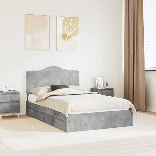 Letto con Contenitore con testiera Grigio cemento 135 x 190 cm | homemem39