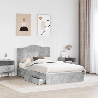 Letto con Contenitore con testiera Grigio cemento 135 x 190 cm | homemem39