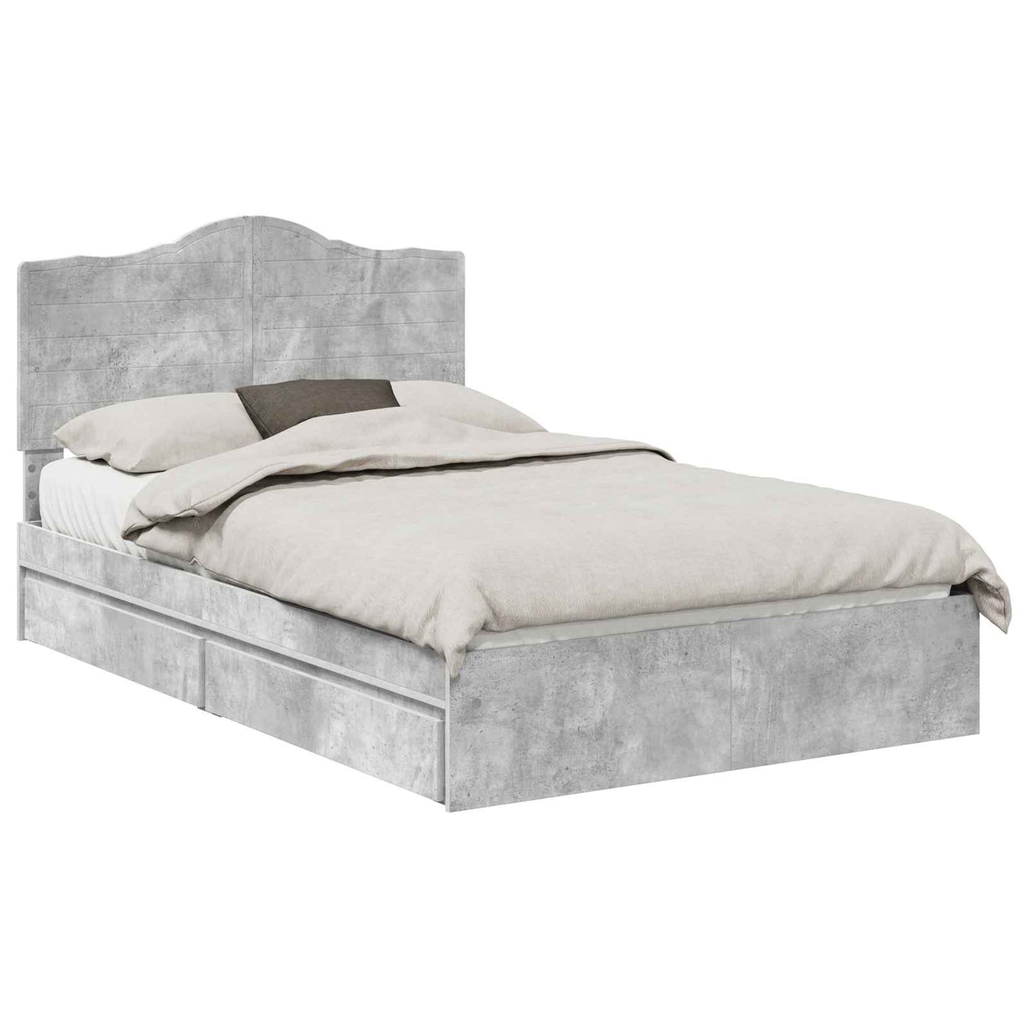Letto con Contenitore con testiera Grigio cemento 135 x 190 cm | homemem39