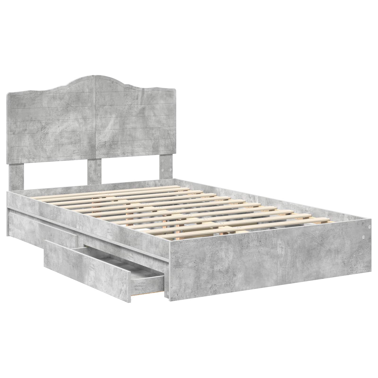 Letto con Contenitore con testiera Grigio cemento 135 x 190 cm | homemem39