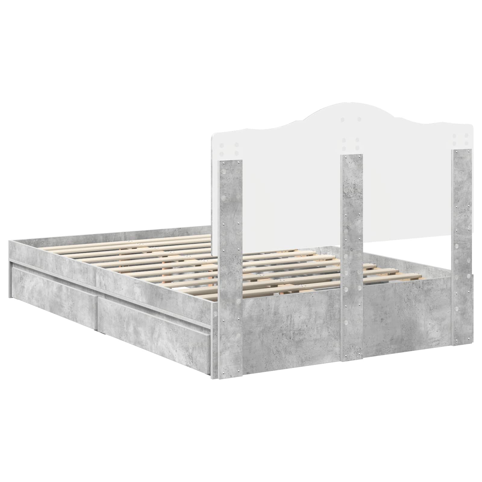 Letto con Contenitore con testiera Grigio cemento 135 x 190 cm | homemem39
