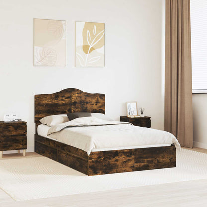 Letto con Contenitore con testiera Rovere fumé 135 x 190 cm | homemem39