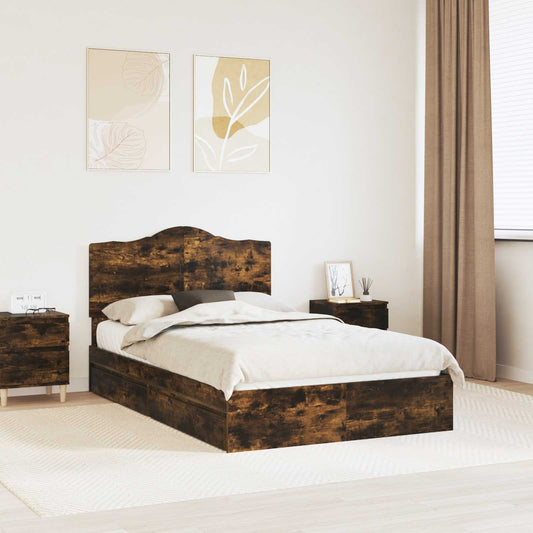 Letto con Contenitore con testiera Rovere fumé 135 x 190 cm | homemem39