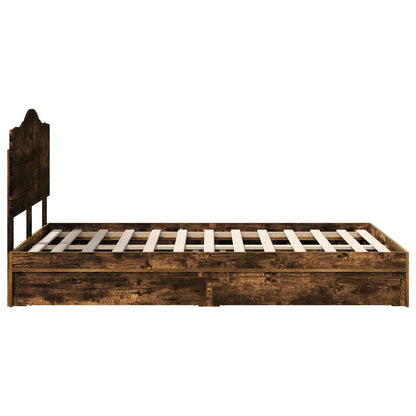 Letto con Contenitore con testiera Rovere fumé 135 x 190 cm | homemem39