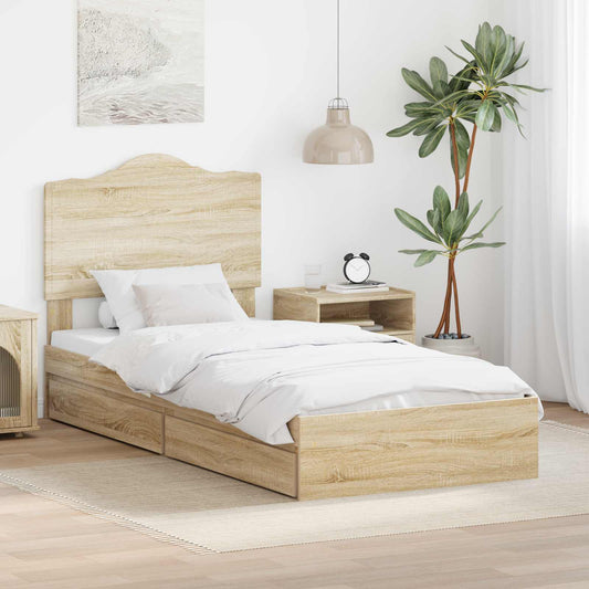Letto con Contenitore con testiera Rovere Sonoma 100 x 200 cm | homemem39
