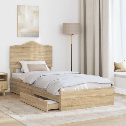 Letto con Contenitore con testiera Rovere Sonoma 100 x 200 cm | homemem39