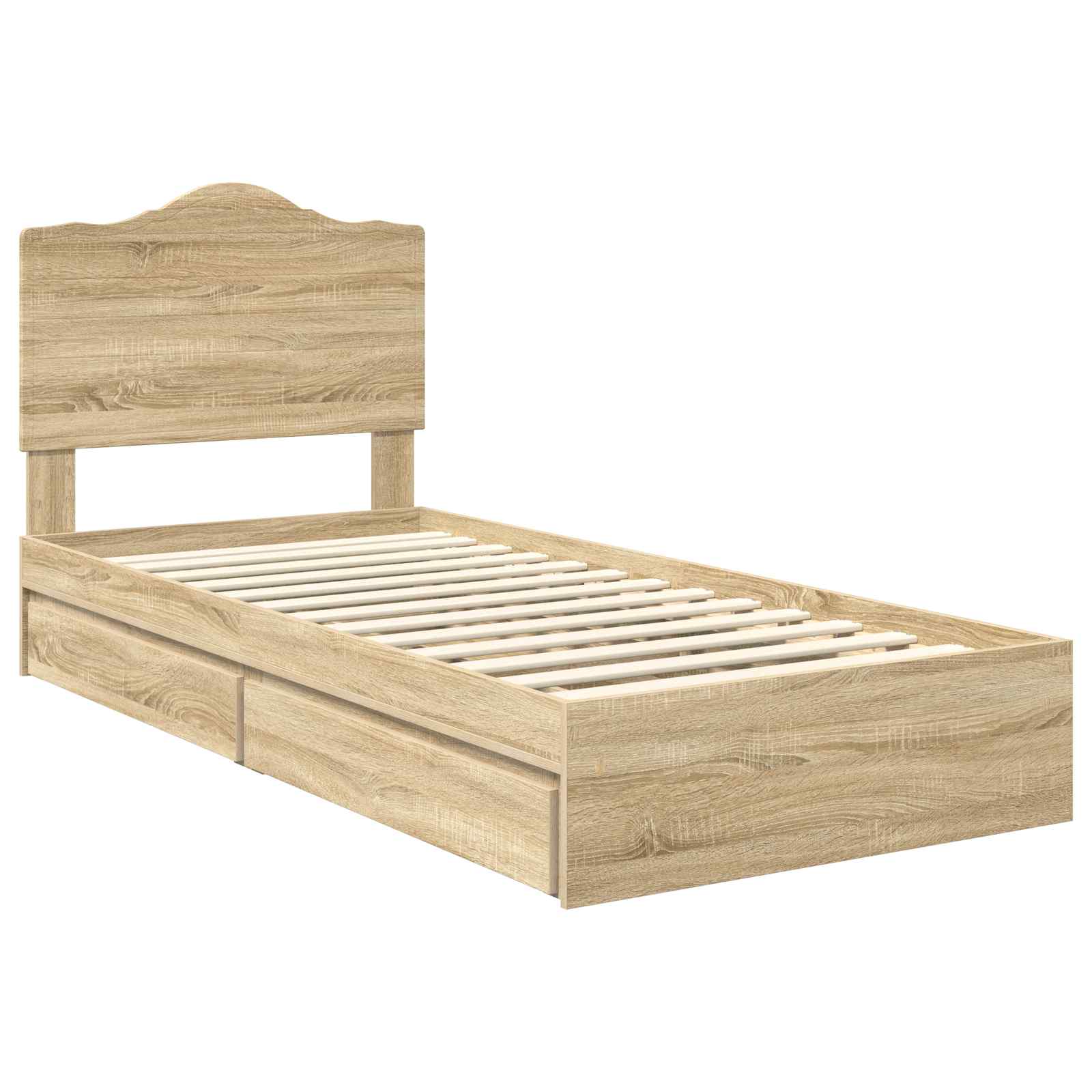 Letto con Contenitore con testiera Rovere Sonoma 100 x 200 cm | homemem39