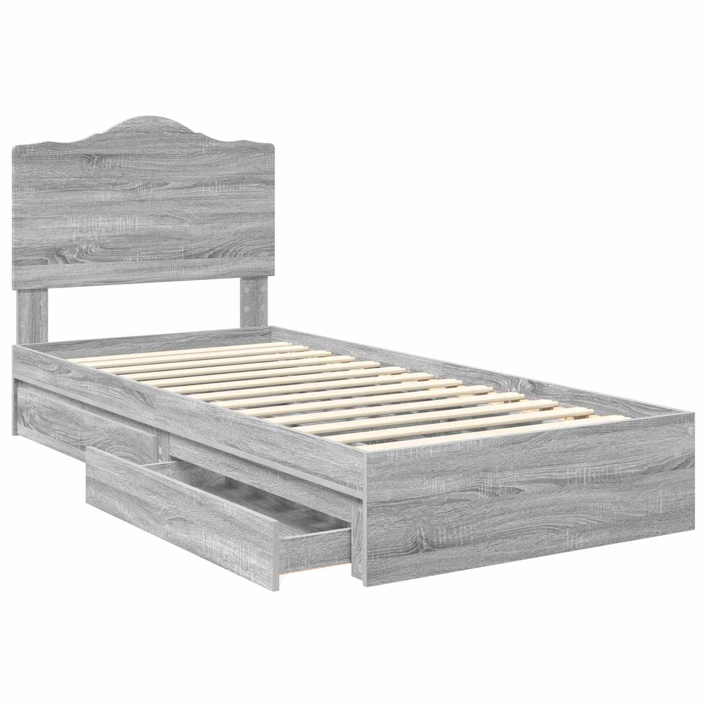 Letto con Contenitore con testiera Grigio Sonoma 100 x 200 cm | homemem39