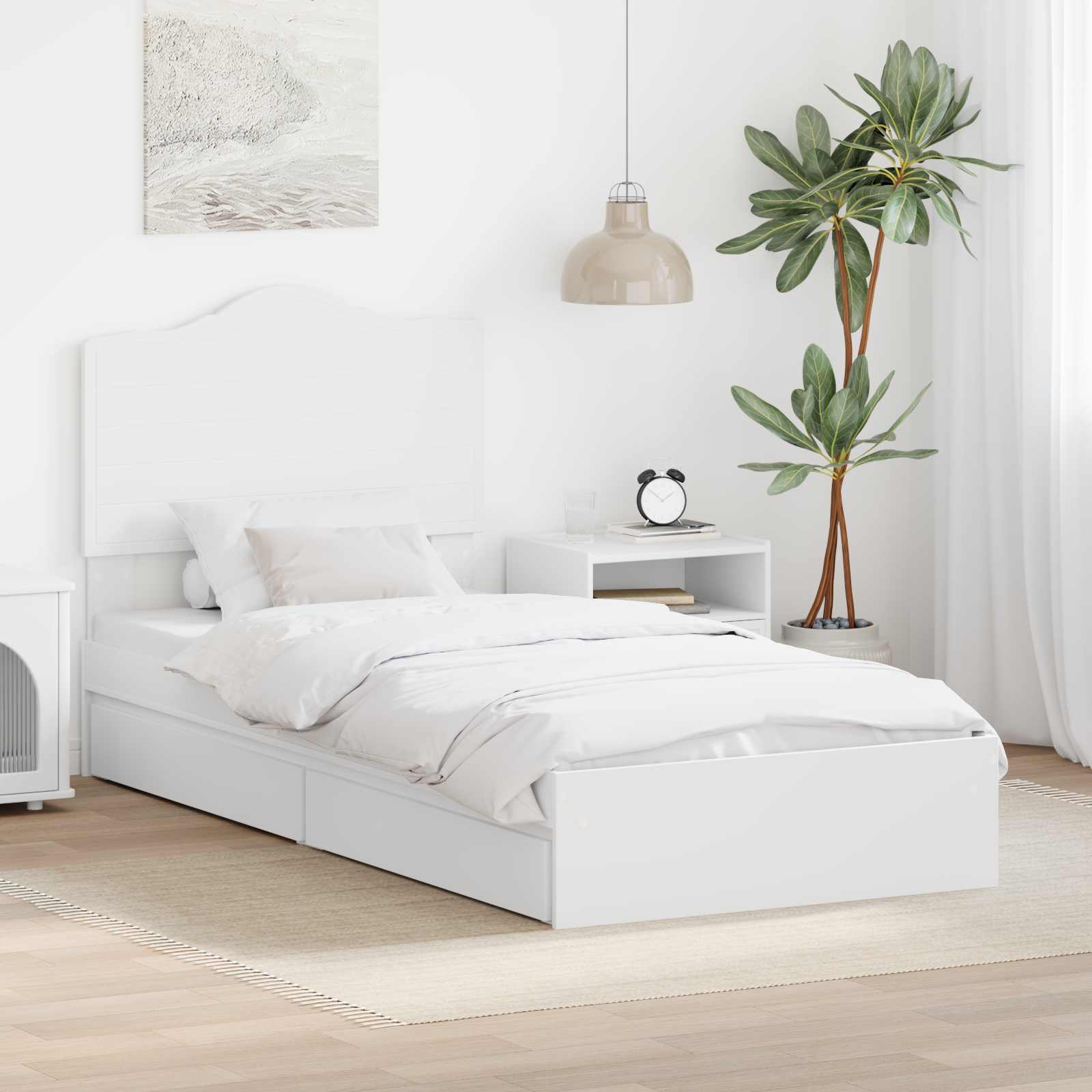 Letto con Contenitore Bianco 90 x 200 cm Legno multistrato | homemem39
