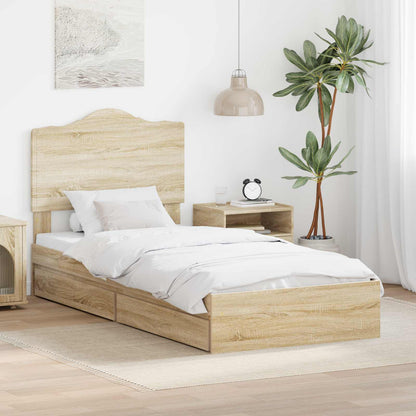 Letto con Contenitore con testiera Rovere Sonoma 90 x 200 cm | homemem39