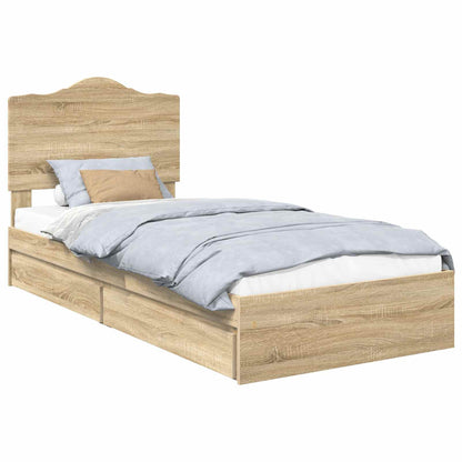 Letto con Contenitore con testiera Rovere Sonoma 90 x 200 cm | homemem39