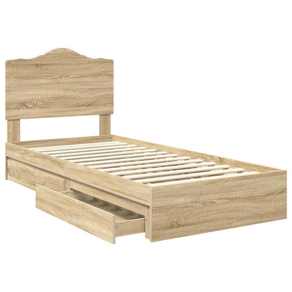 Letto con Contenitore con testiera Rovere Sonoma 90 x 200 cm | homemem39