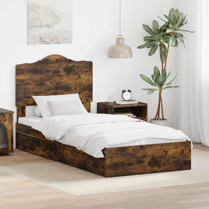Letto con Contenitore Rovere fumé 90 x 200 cm Legno multistrato | homemem39